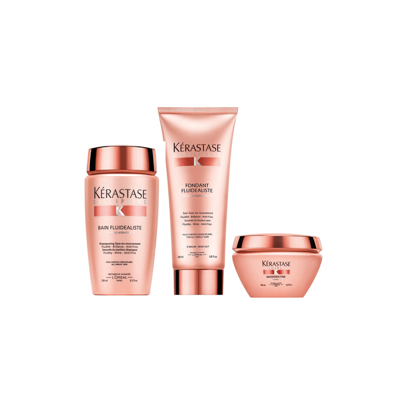 Kérastase Discipline Bain Fluidealiste Trio Shampoo + Condtioner + Maskeratine Paket