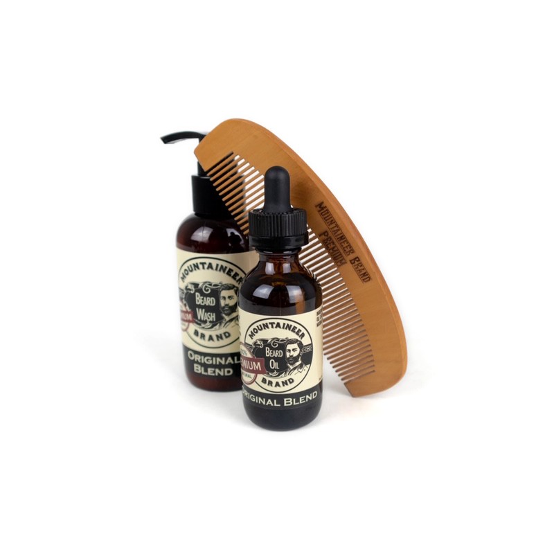 Mountaineer Brand Original Blend Beard Oil & Beard Wash Duo with Comb
