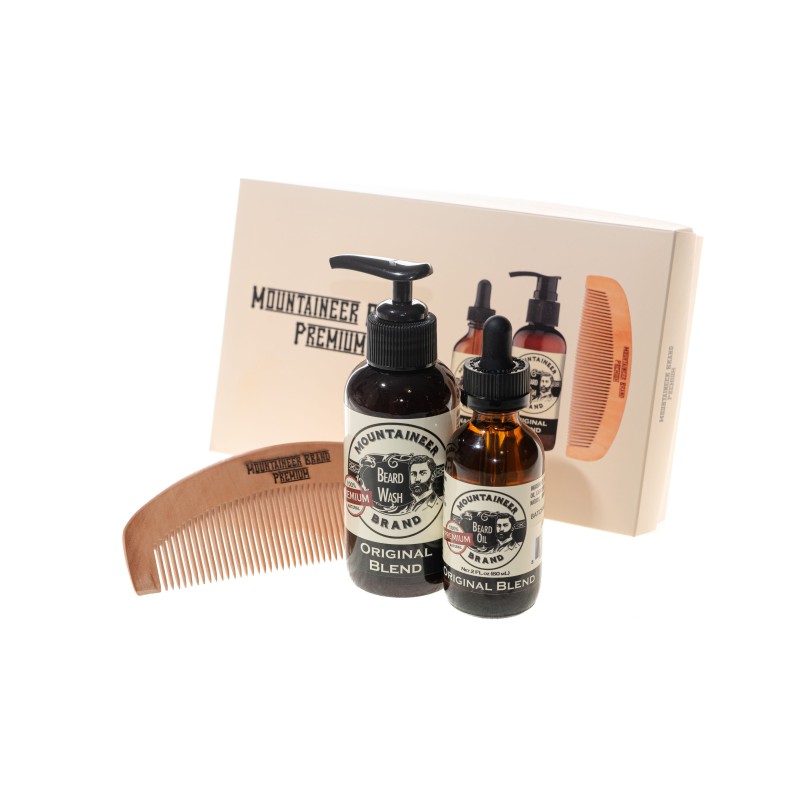 Mountaineer Brand Original Blend Beard Oil & Beard Wash Duo with Comb