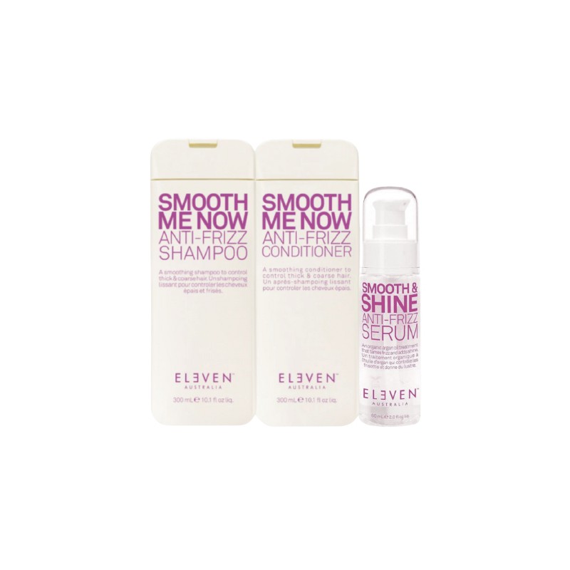 Eleven Australia Smooth Me Now Trio - Shampoo + Conditioner + Anti-Frizz Serum