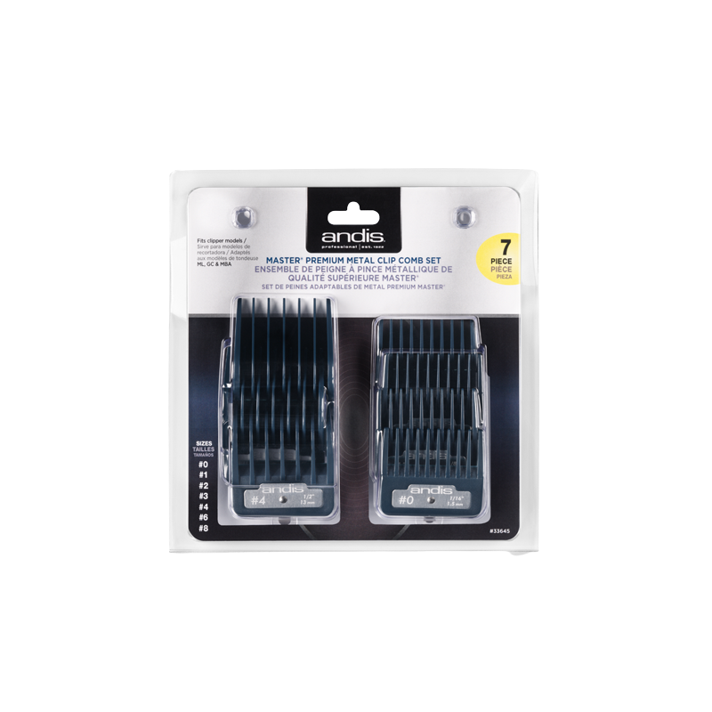 Andis Master Premium Metal Clip Comb Set, 7st distanskammar