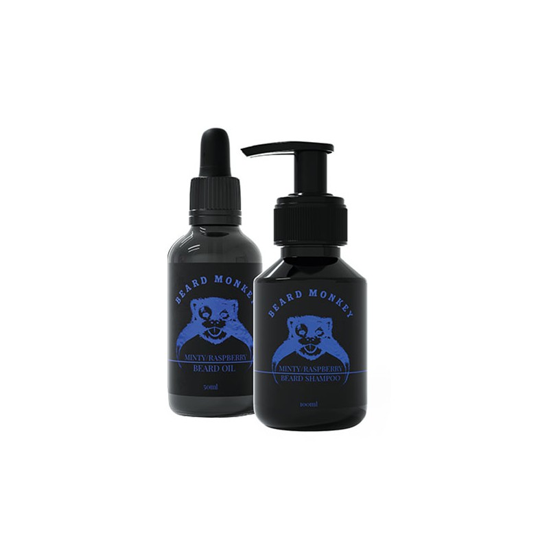 Beard Monkey Kit Oil 50ml & shampoo 100ml(Minty / Raspberry)