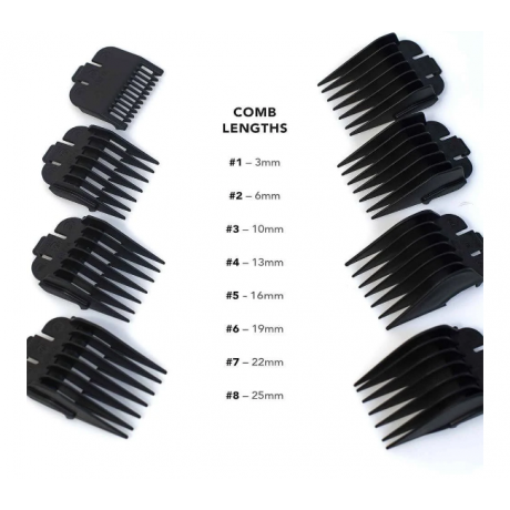 Wahl Cutting Guides 8 Combs - Black