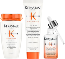 Kérastase Nutritive Bain Satin 250ml, Lait Vital 200ml & Split End Serum 50ml