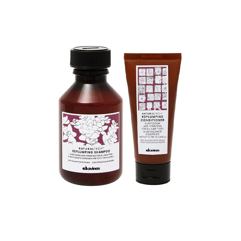 Davines Replumping Shampoo 100ml + Replumping Conditioner 60ml Travelsize