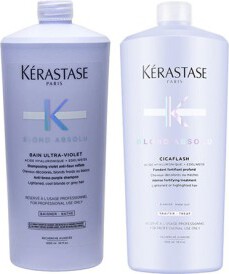 Kérastase Blond Absolu Bain Ultra-Violet Shampoo 1000ml + CicaFlash Conditioner 1000ml
