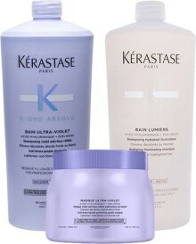 Kérastase Blond Absolu Bain Ultra-Violet Shampoo 1000ml + Bain Lumiére 1000ml + Masque Ultra Violet 500ml