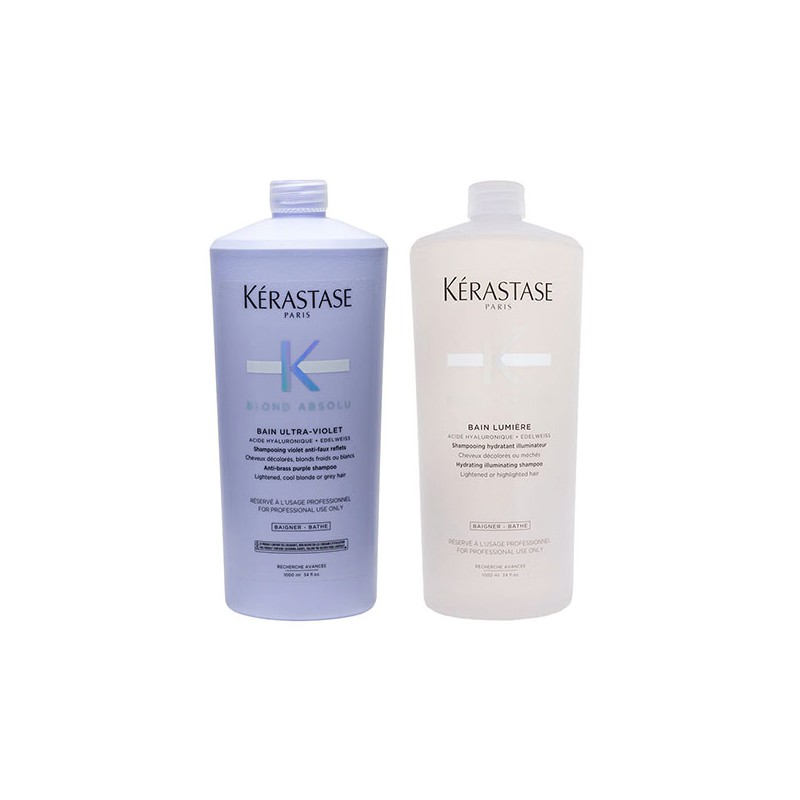 Kérastase Blond Absolu Bain Ultra-Violet Shampoo 1000ml + Bain Lumiére 1000ml