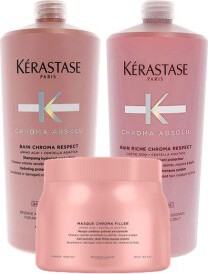 Kérastase Chroma Absolu Bain Respect Shampoo 1000ml + Riche Chroma Bain Respect Conditioner 1000ml + Chroma Filler 500ml