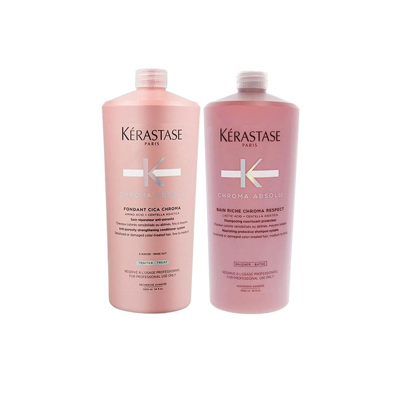 Kérastase Fondant Cica Chroma Shampoo 1000ml + Bain Riche Chroma Respect 1000ml