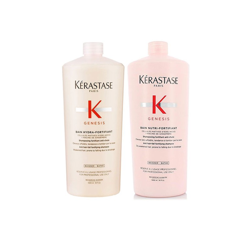 Kérastase Genesis Bain Hydra-Fortifiant 1000ml + Bain Nutri-Fortifiant 1000ml