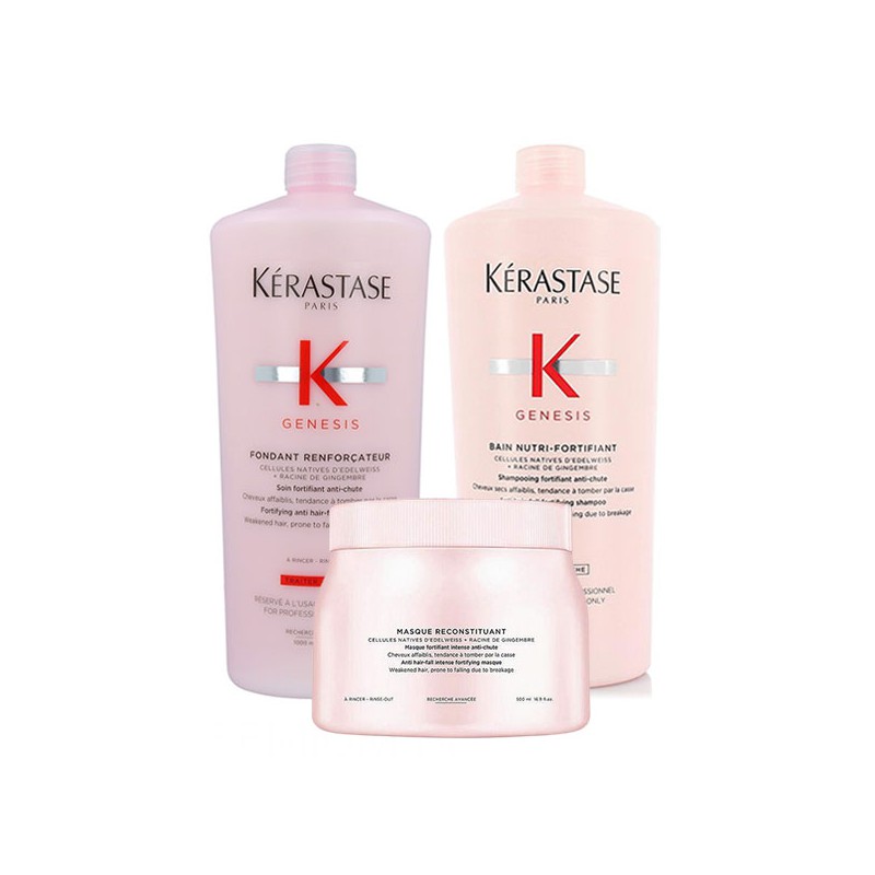 Kérastase Genesis Fondant Renforcateur + Bain Nutri-Fortifiant 1000ml + Masque Reconstituant 500ml