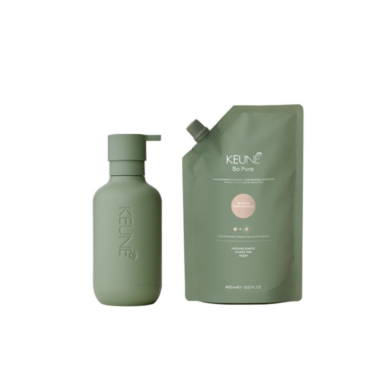 Keune So Pure Polish Shampoo 400ml + So Pure Refill Bottle 400ml