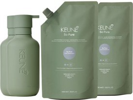 Keune So Pure Cool Shampoo 1000ml + So Pure Cool Conditioner 1000ml + So Pure Refill Bottle 1000ml