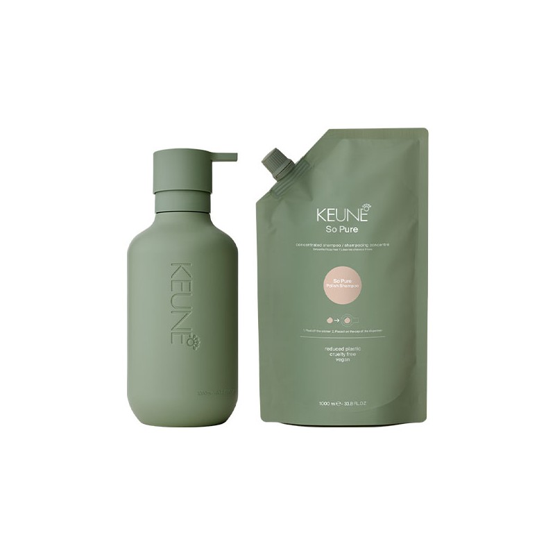 Keune So Pure Polish Shampoo 1000ml + So Pure Refill Bottle 1000ml