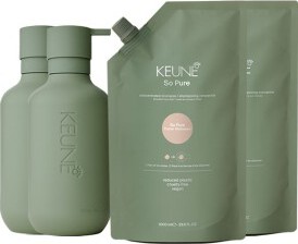 Keune So Pure Polish Shampoo 1000ml + So Pure Polish Conditioner 1000ml + So Pure Refill Bottle 1000ml