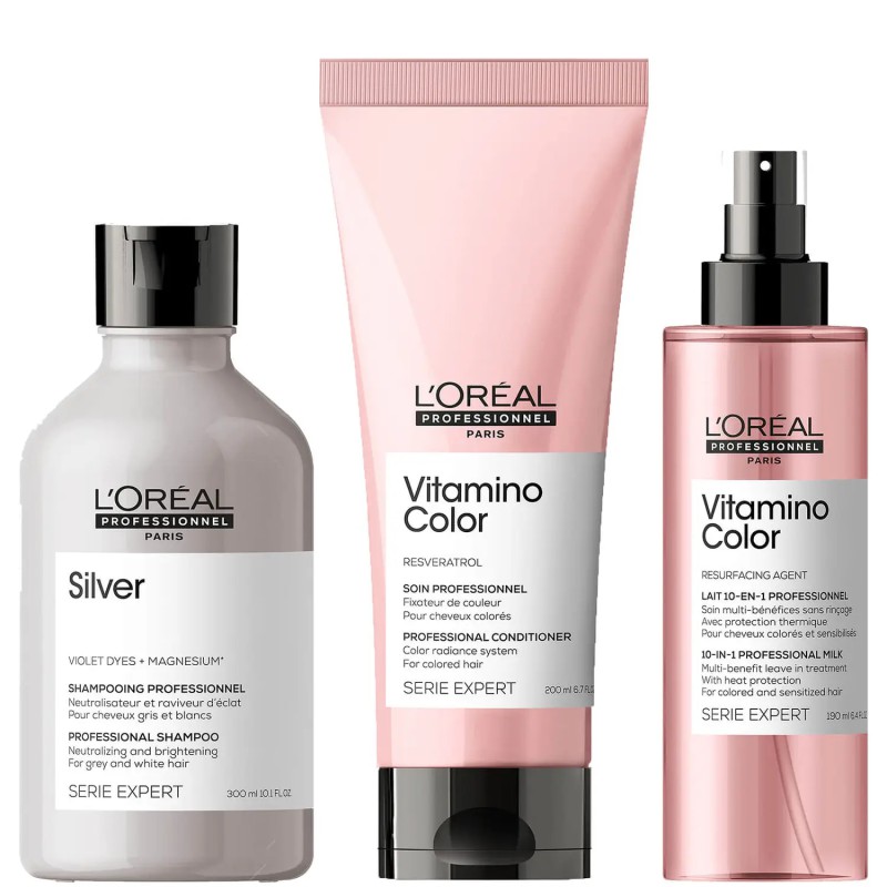 Loréal Professionnel Silver and Vitamino for Natural White/Grey Hair Bundle