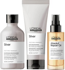 Loréal Professionnel Silver Shampoo 300ml + Conditioner 200ml + Absolut Repair Oil 90ml