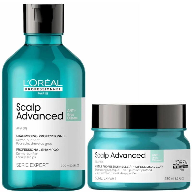 L'Oréal Professionnel Serié Expert Scalp Advanced Anti-Oiliness Hair Shampoo 300ml + Mask 250ml Duo