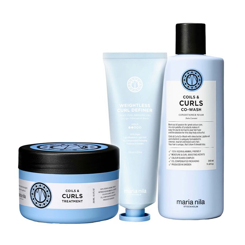 Maria Nila Coils & Curls Co-Wash 350ml + Mask 250ml + Coils & Curls Weightless Curl Definer 125ml